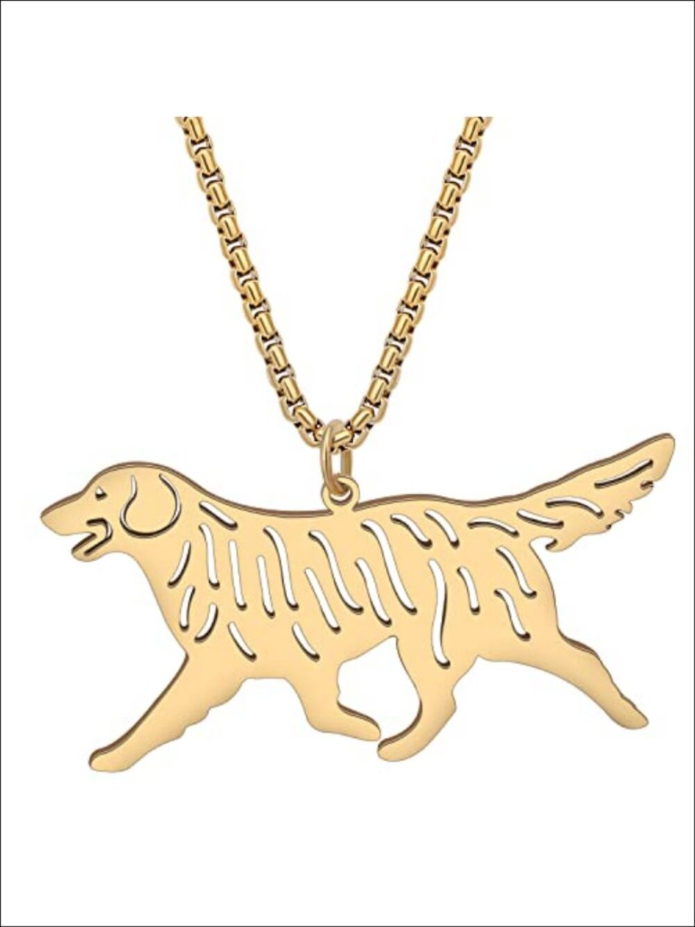 Golden Retriever Dog Pendant Necklace 18K Gold Plated Stainless Steel